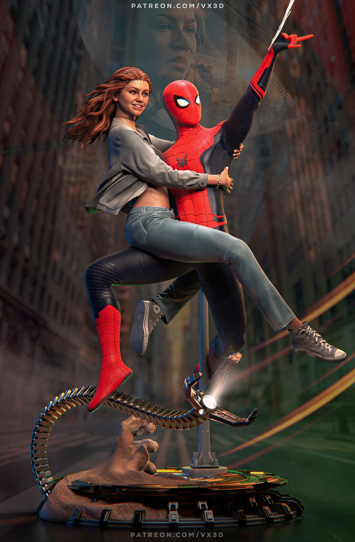 Spiderman And MJ Statue 3D-Printed Kit