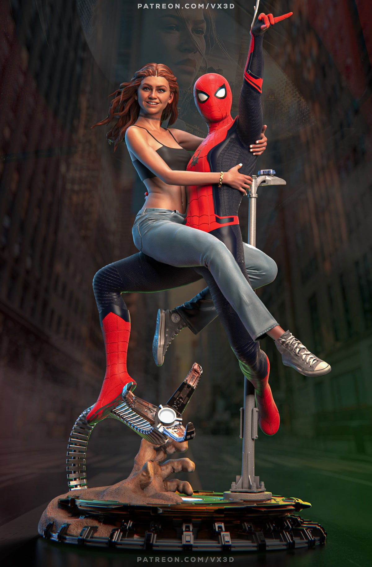 Spiderman And MJ Statue 3D-Printed Kit