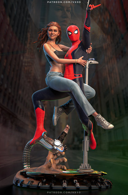 Spiderman And MJ Statue 3D-Printed Kit