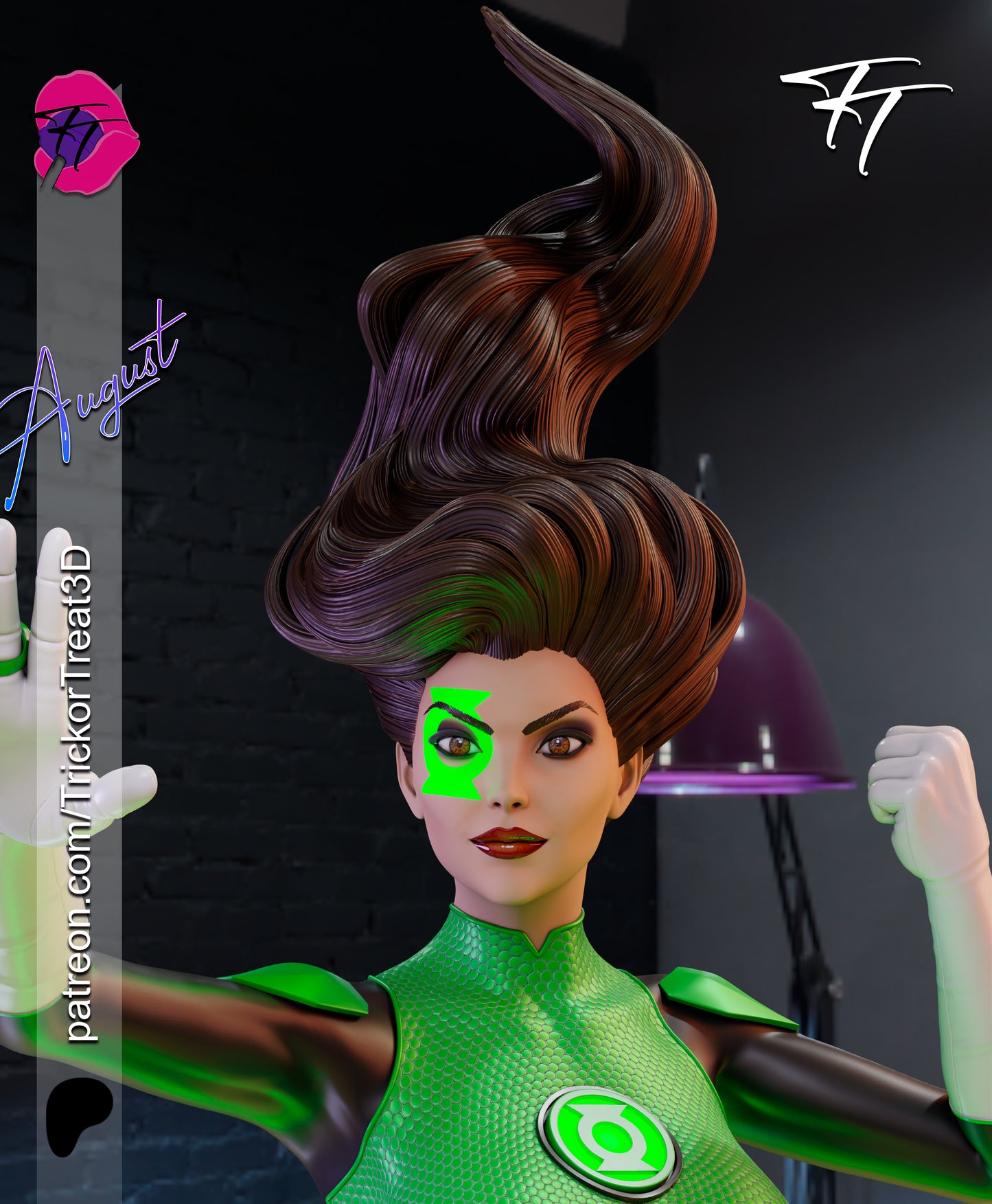Jessica Cruz Green/ Yellow Lantern Statue 3D-Printed Kit