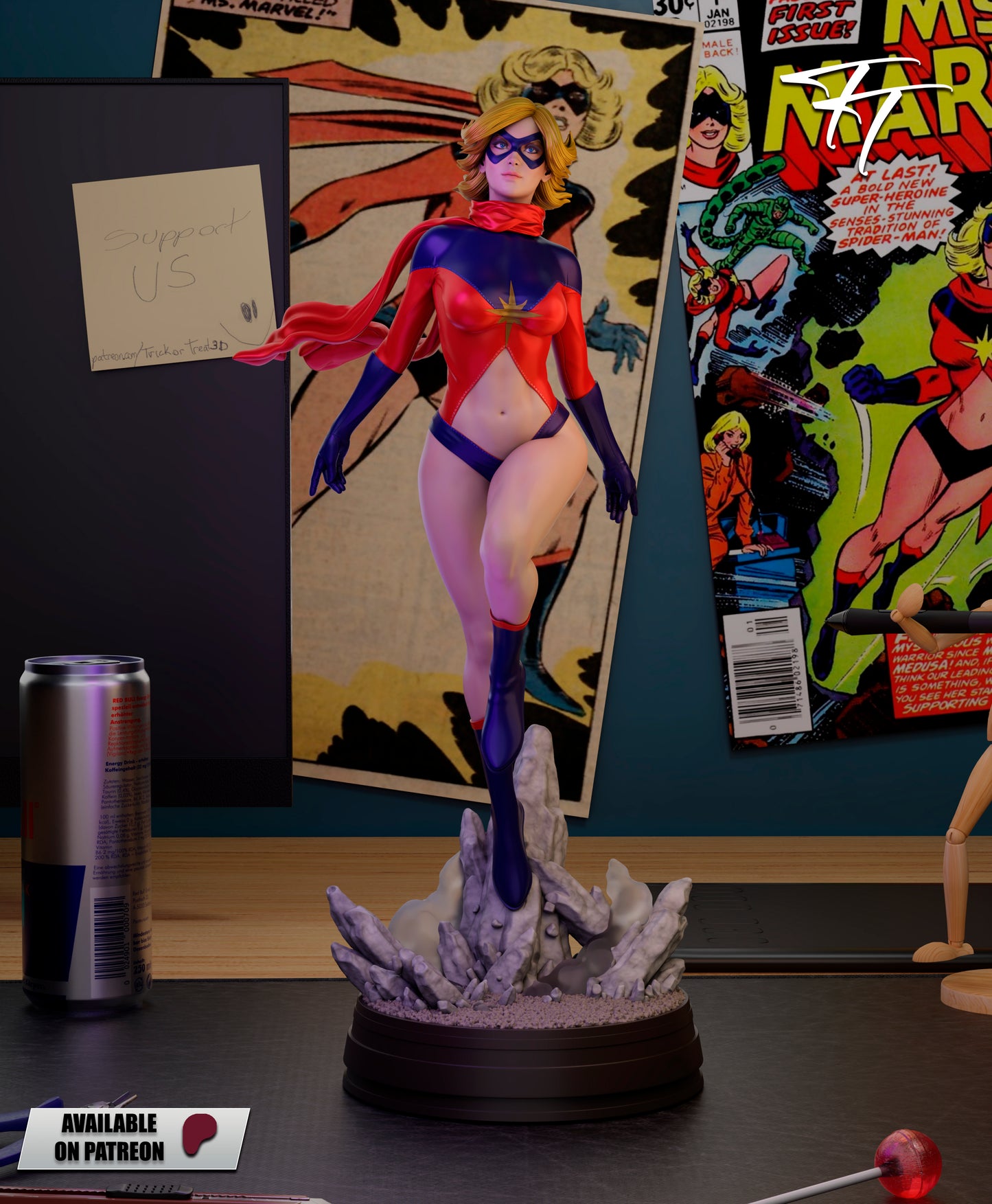 Ms. Marvel 1977 Statue 3D-Printed Kit