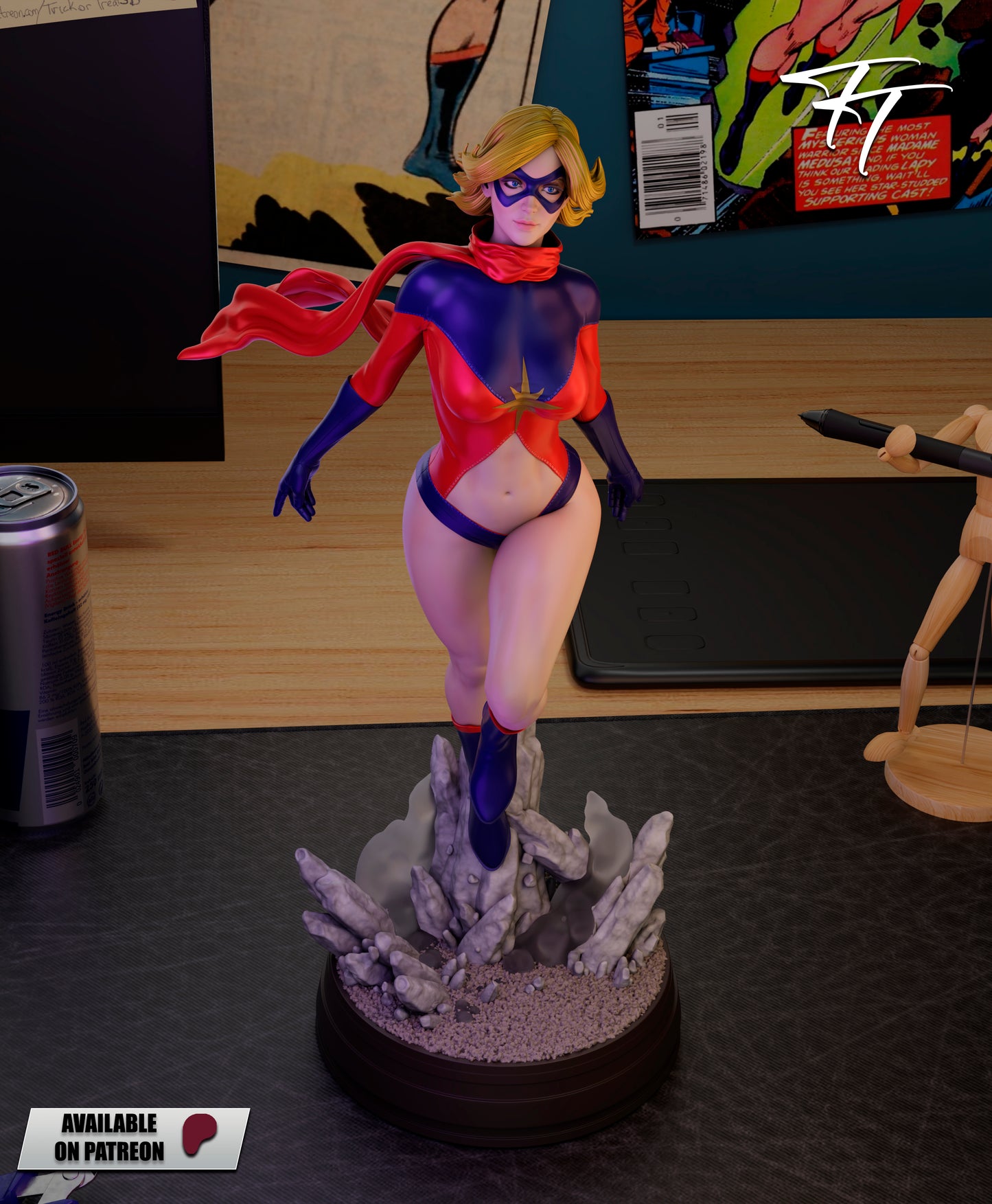 Ms. Marvel 1977 Statue 3D-Printed Kit