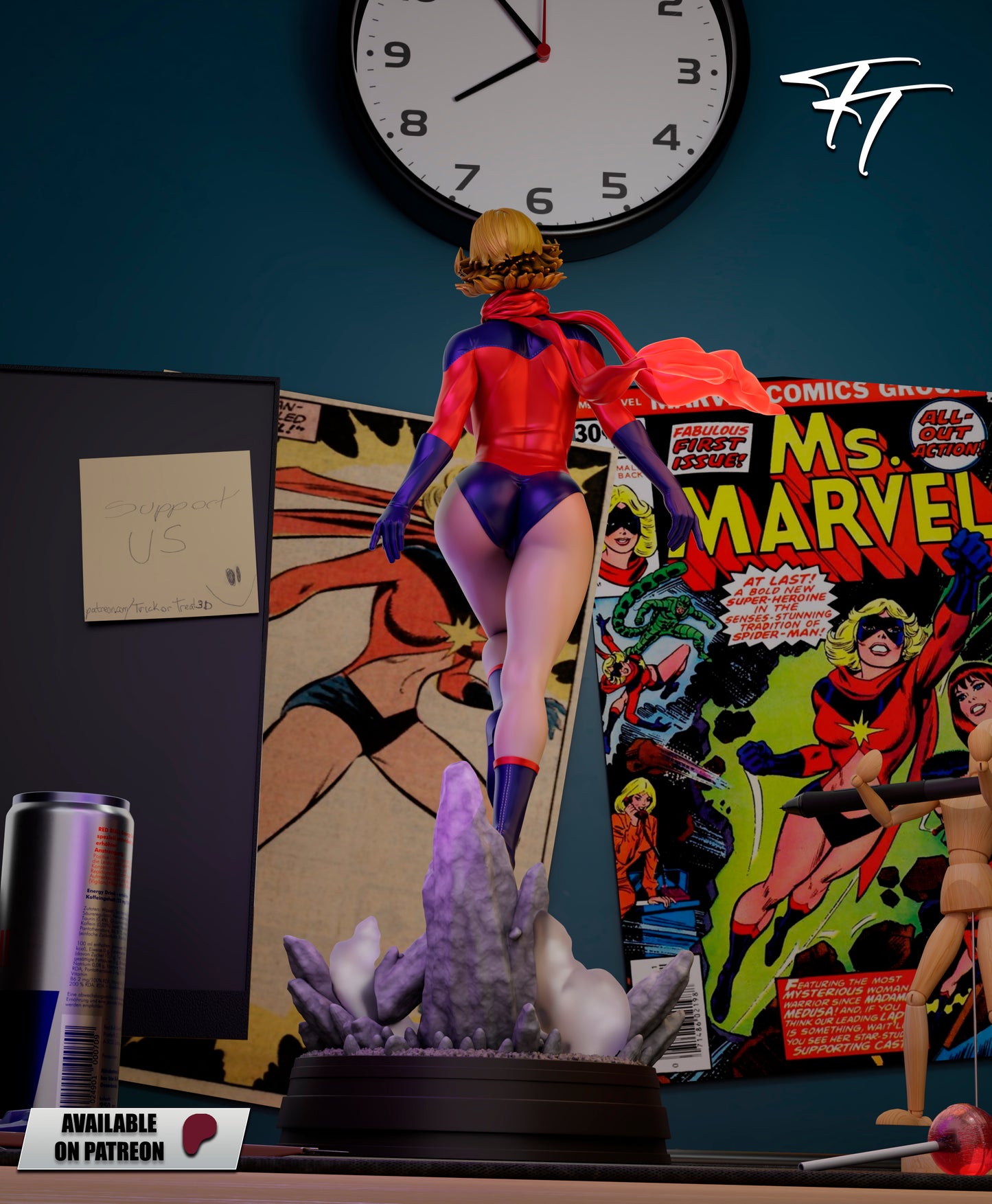 Ms. Marvel 1977 Statue 3D-Printed Kit