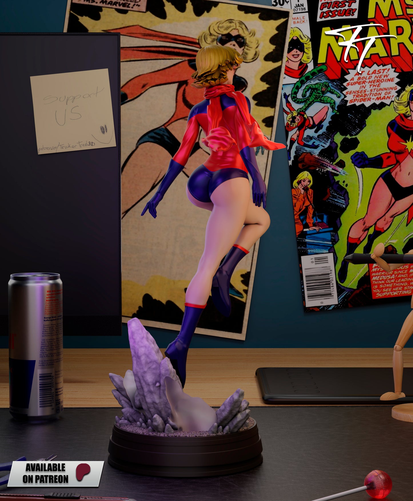 Ms. Marvel 1977 Statue 3D-Printed Kit
