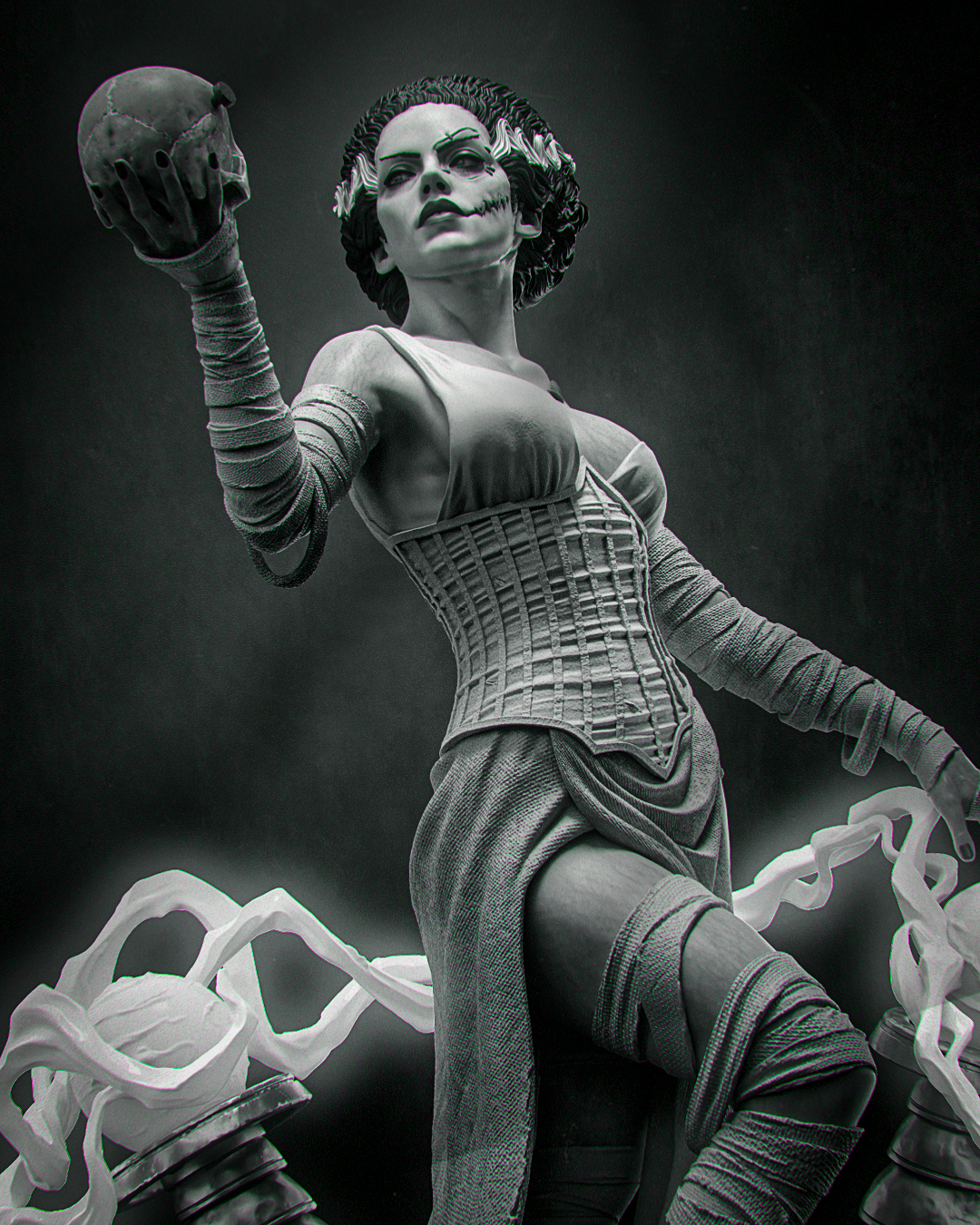 Frankenstein's Bride Statue 3D-Printed Kit