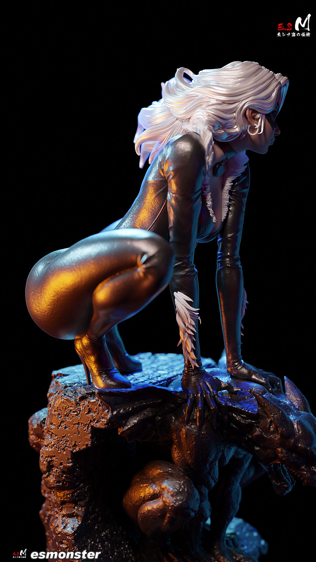 Black Cat Statue 3D-Printed Kit