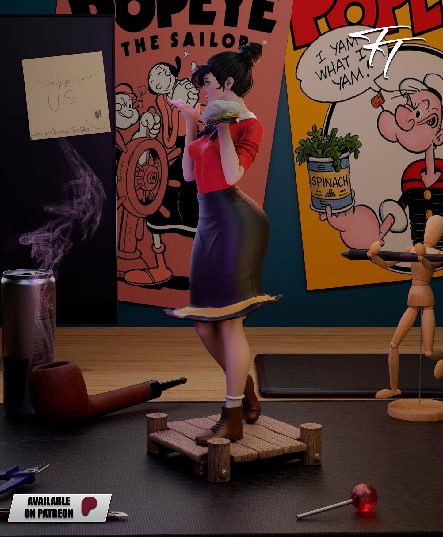 Olive Oyl Statue 3D-Printed Kit