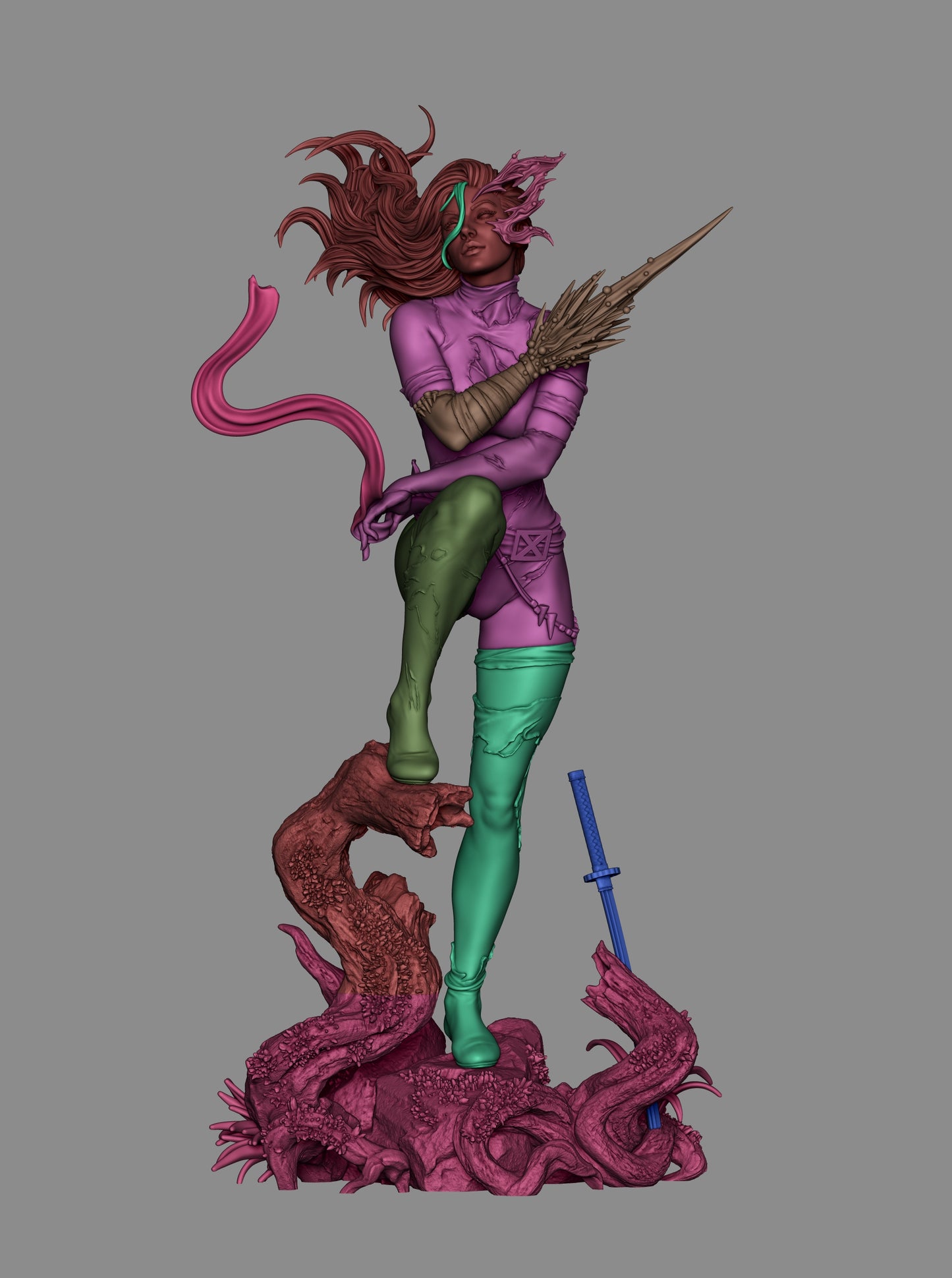 Savage Land Psylocke Statue 3D-Printed Kit