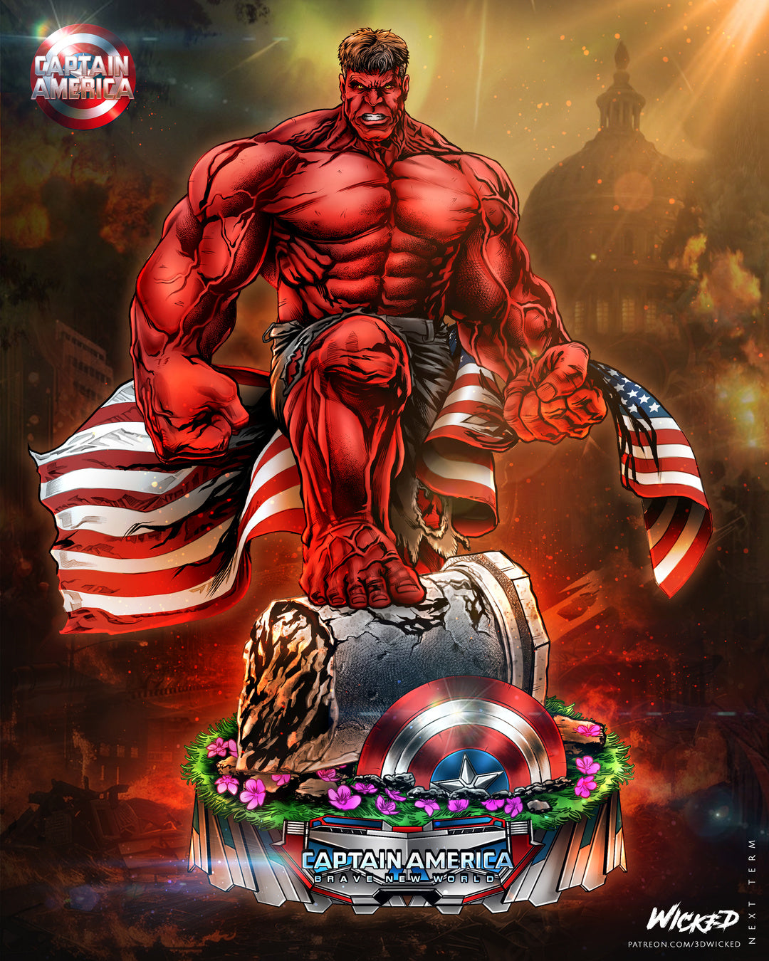 Red Hulk Statue