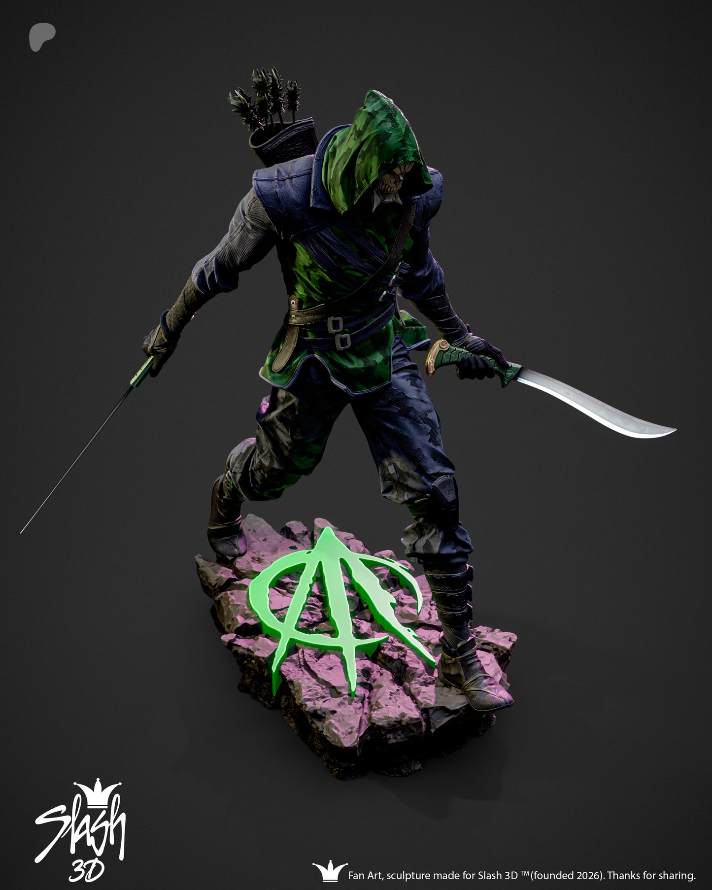 Green Arrow Absolute Statue 3D-Printed Kit
