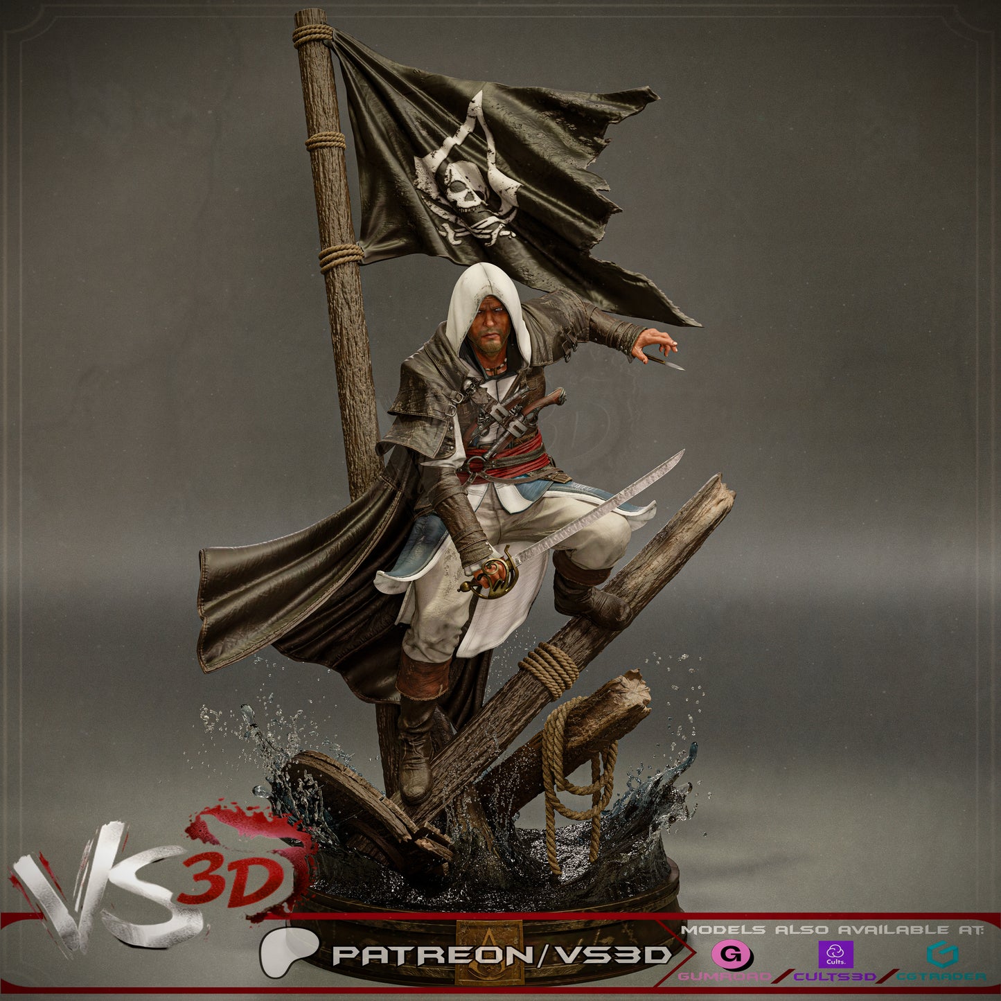 Edward Kenway Statue 3D-Printed Kit