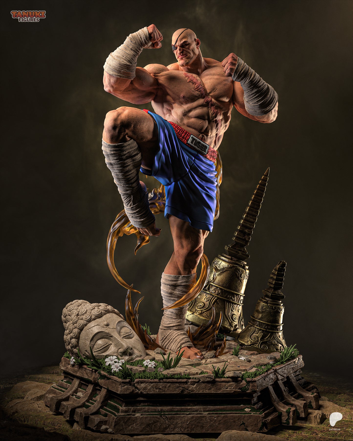 Sagat (SF) Statue 3D-Printed Kit
