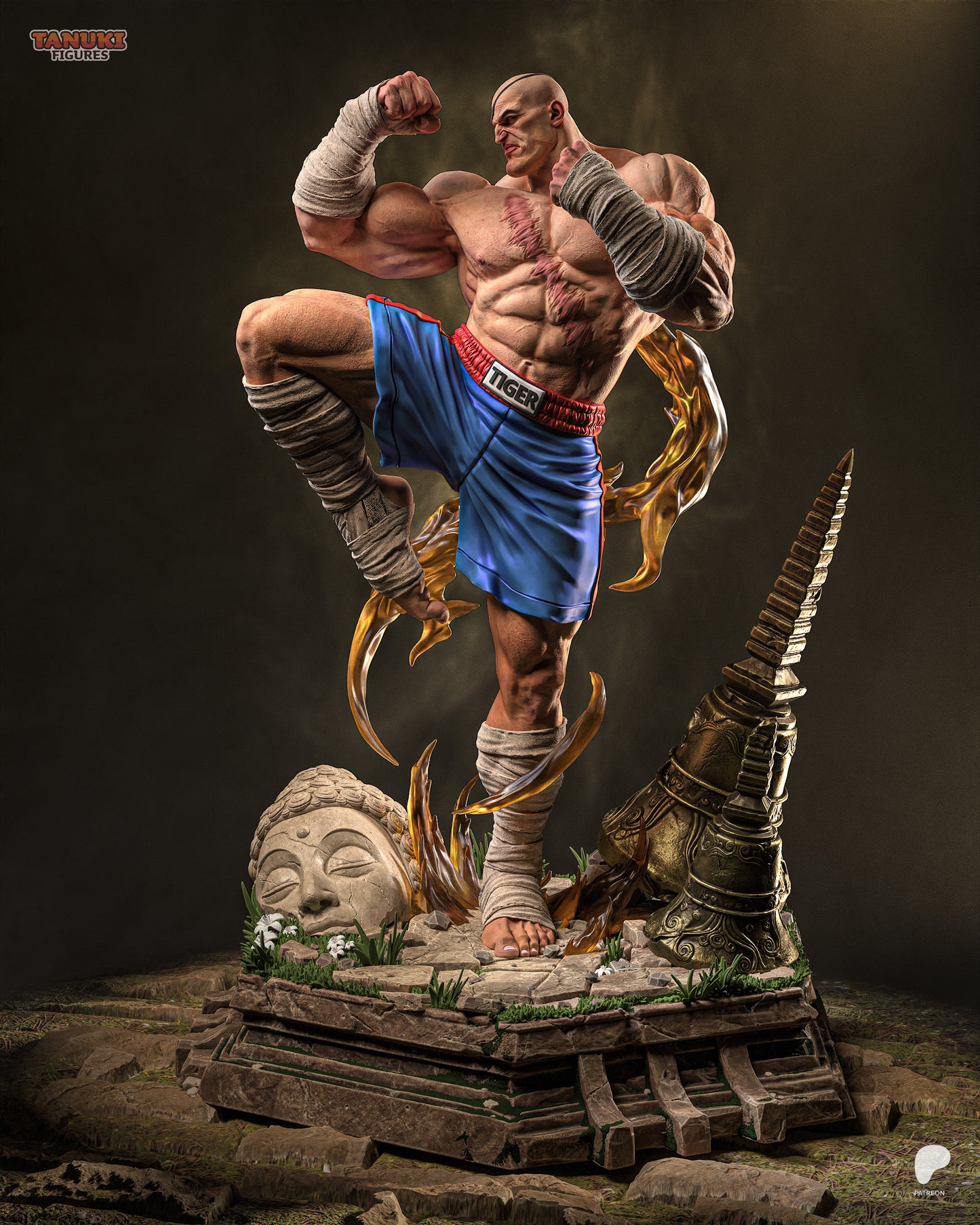 Sagat (SF) Statue 3D-Printed Kit