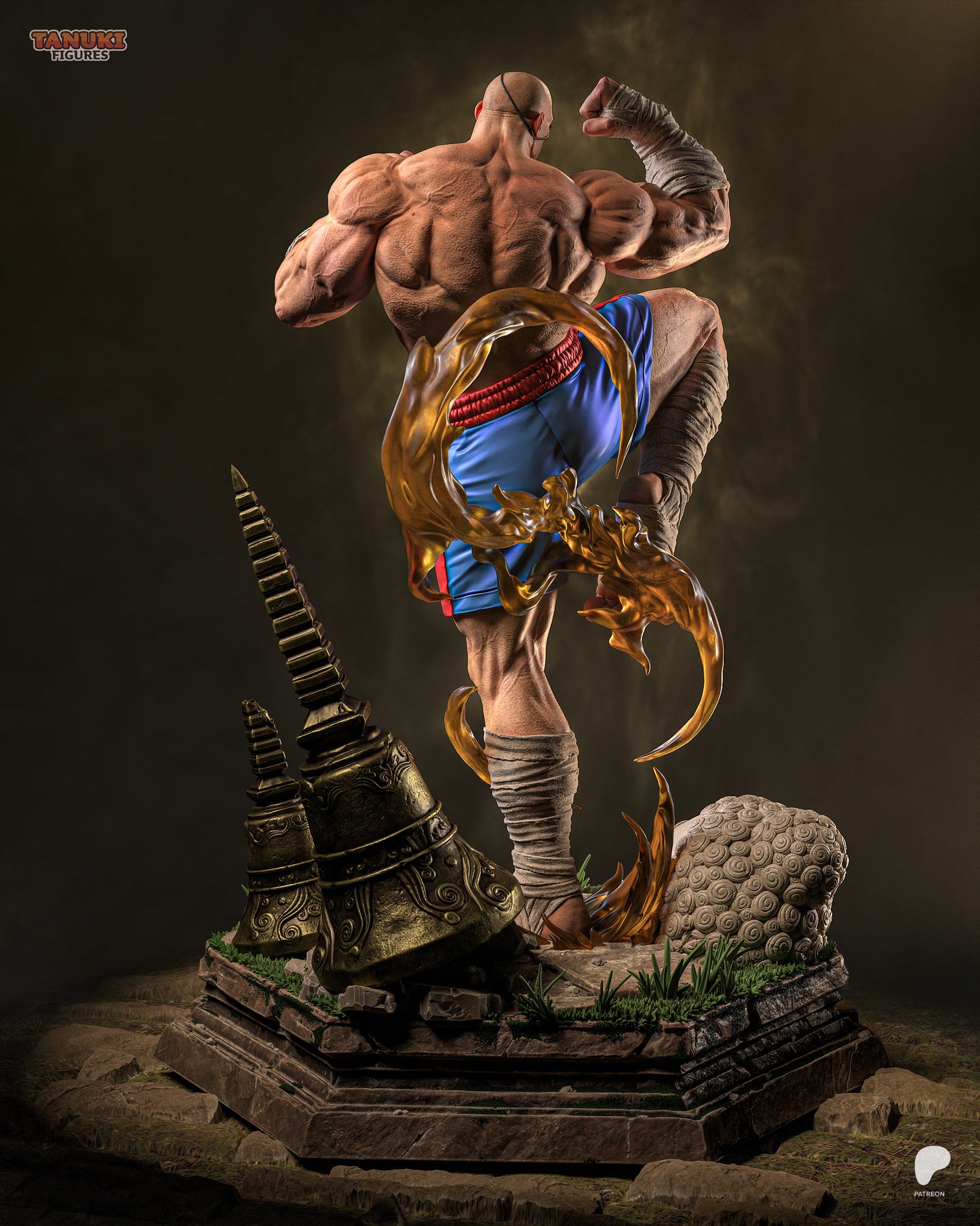 Sagat (SF) Statue 3D-Printed Kit