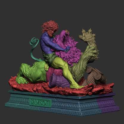 Samson Vs The Lion Statue 3D-Printed Kit