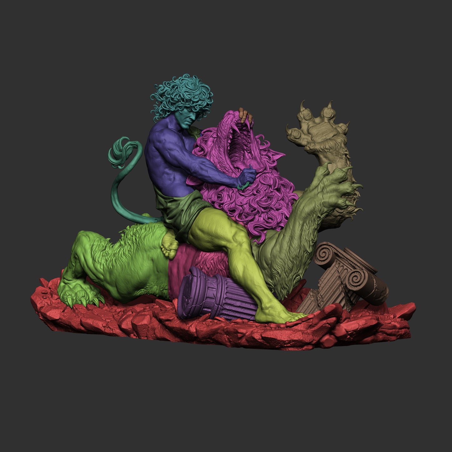 Samson Vs The Lion Statue 3D-Printed Kit
