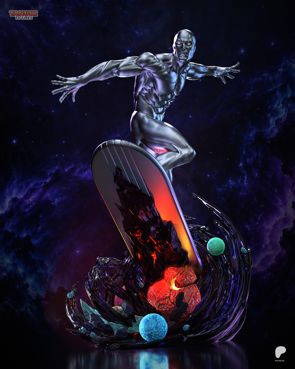 Silver Surfer Statue 3D-Printed Kit