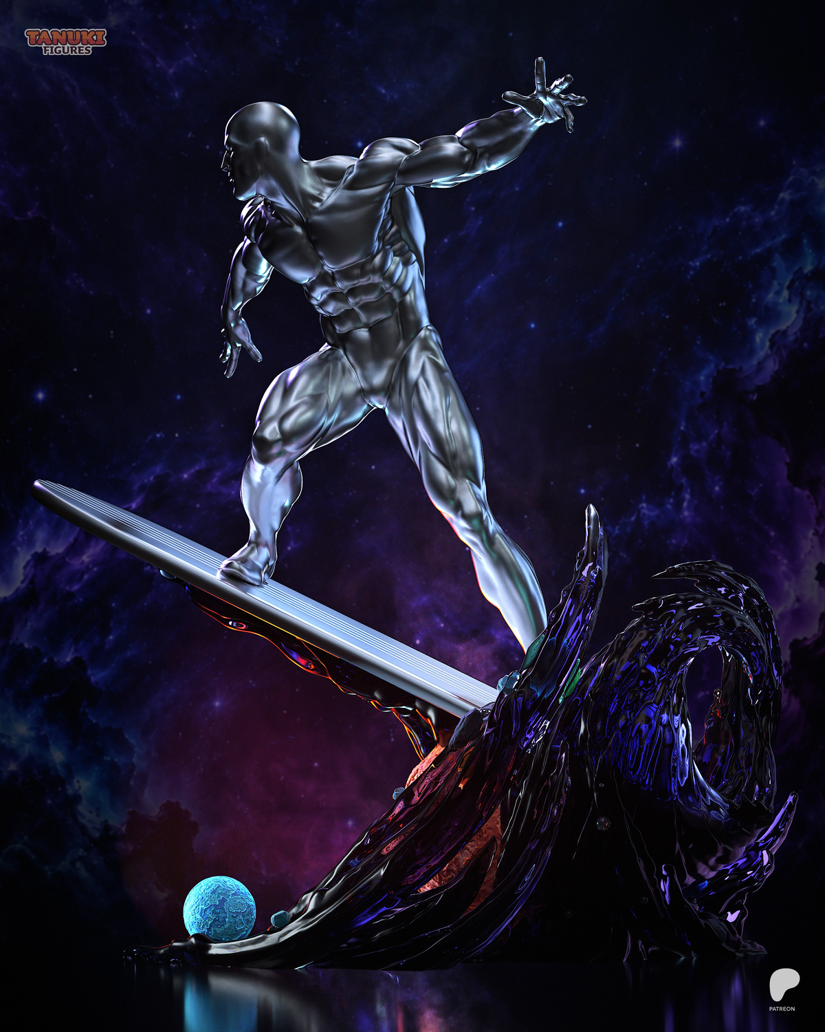Silver Surfer Statue 3D-Printed Kit