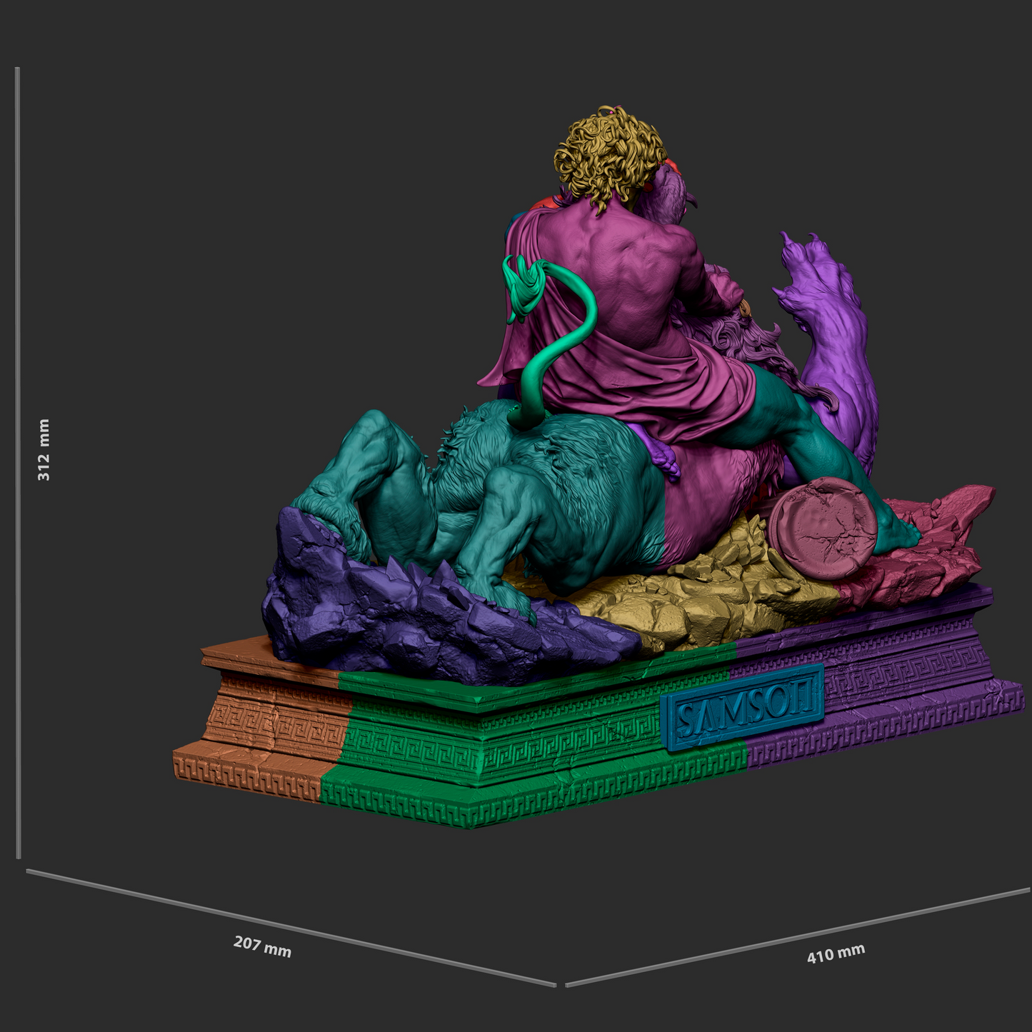 Samson Vs The Lion Statue 3D-Printed Kit