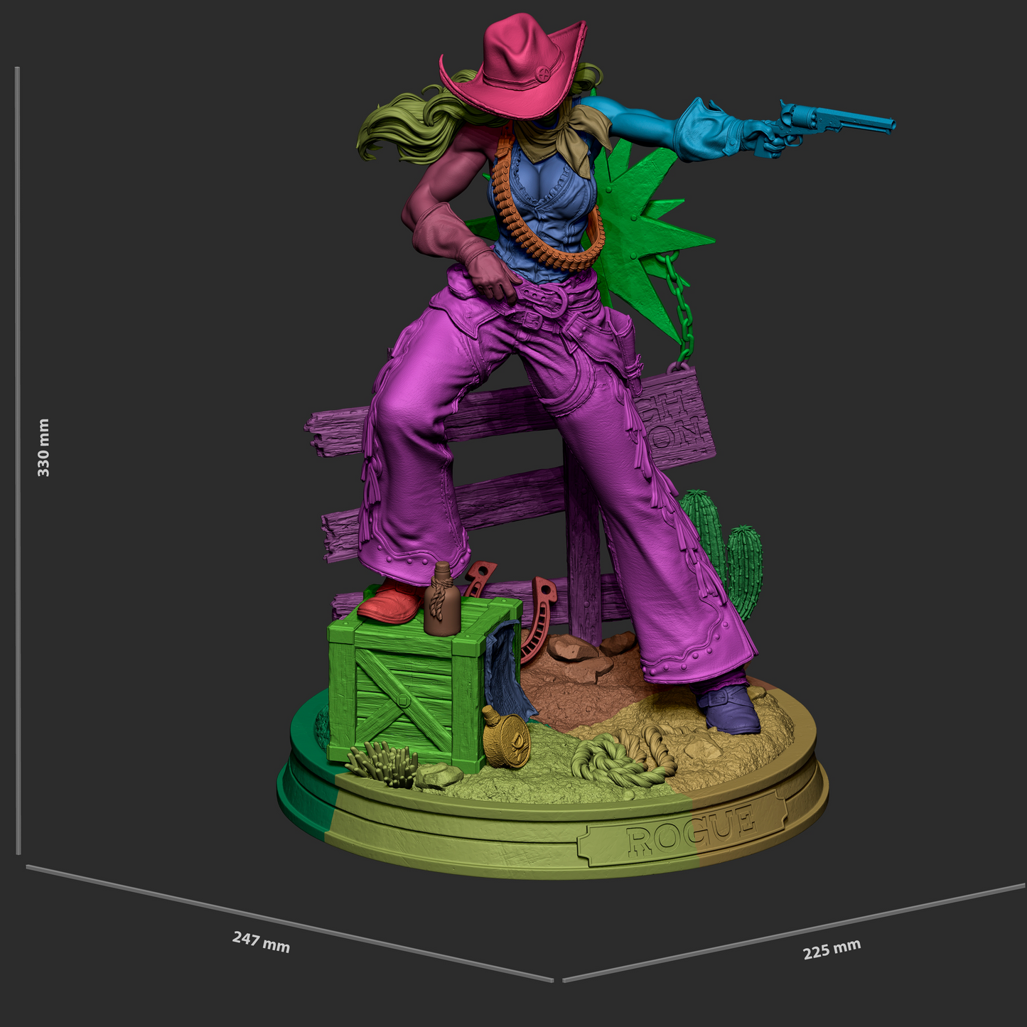 Cowgirl Rogue Statue 3D-Printed Kit