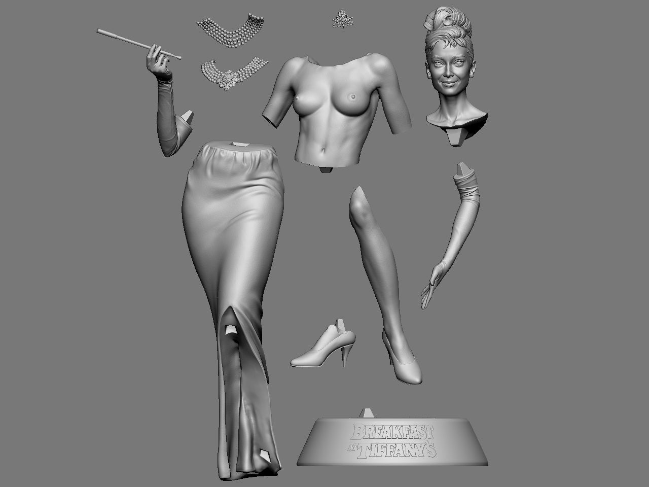 Audrey ( Breakfast At Tiffany's) Statue 3D-Printed Kit