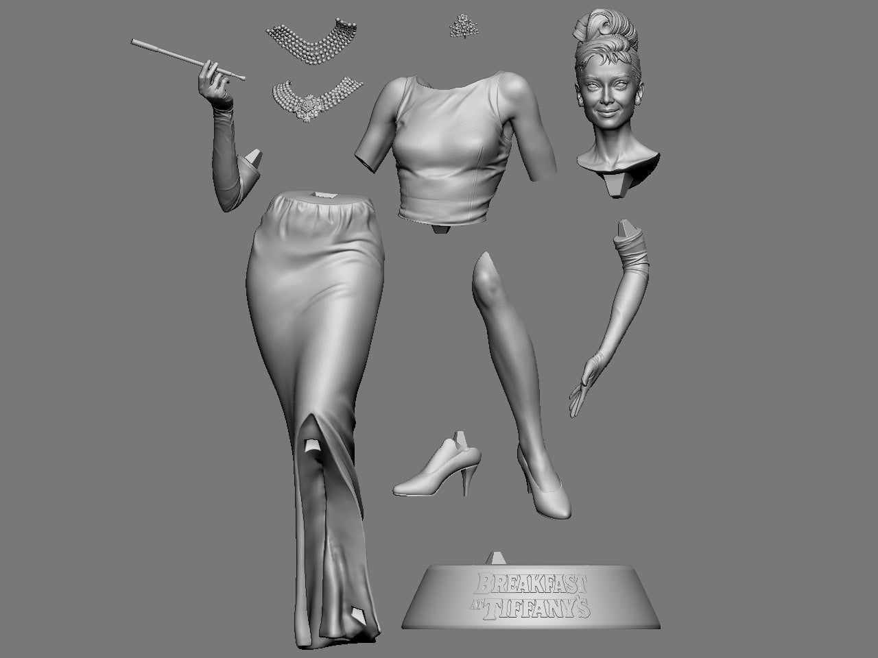 Audrey ( Breakfast At Tiffany's) Statue 3D-Printed Kit