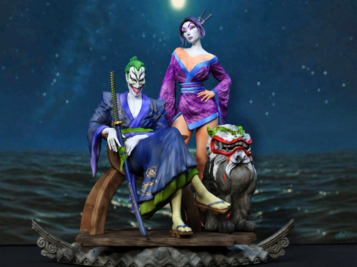 Clown & Geisha Statue