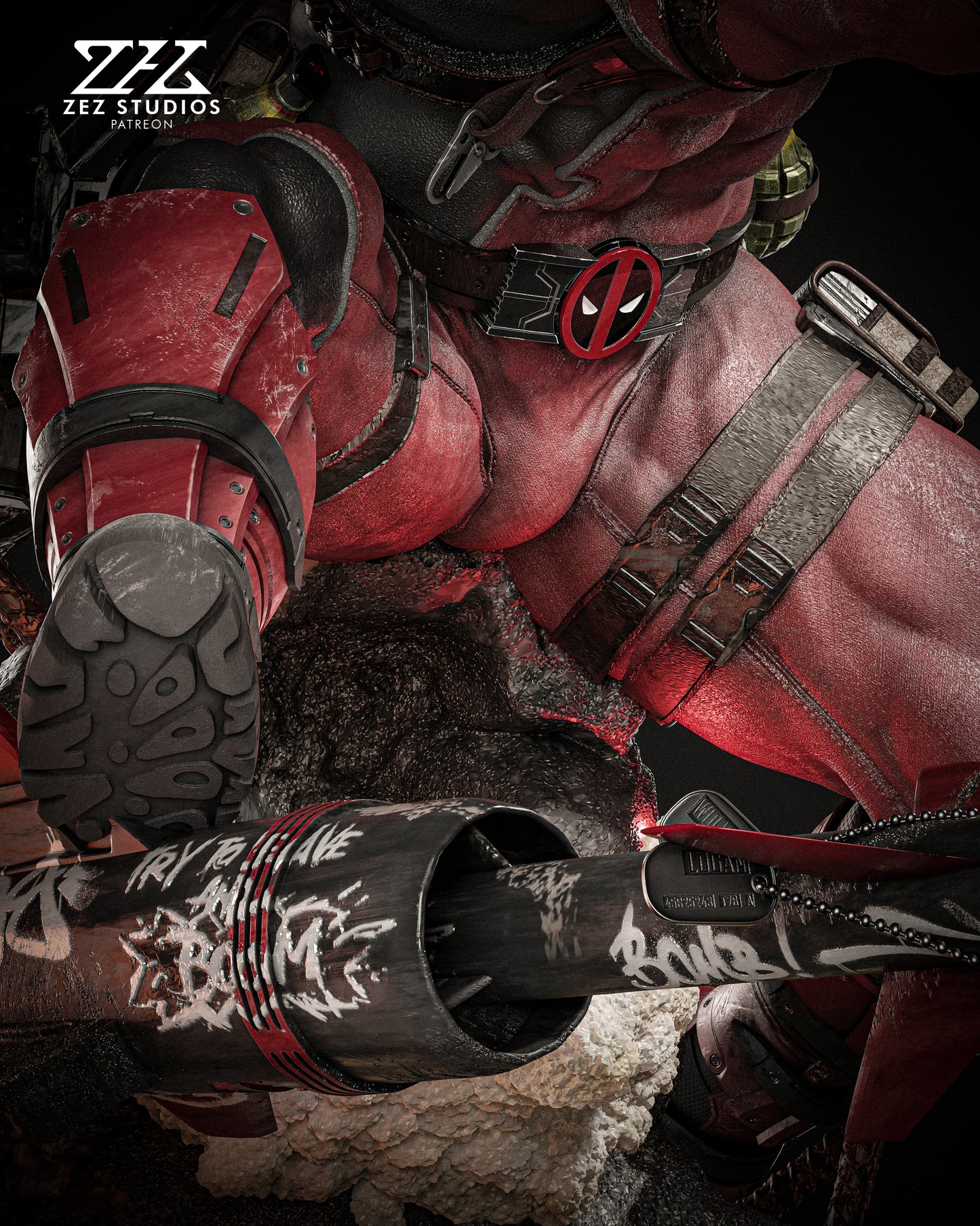 Deadpool Statue 3D-Printed Kit