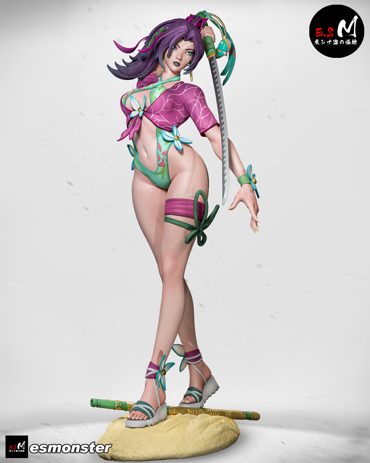 Psylocke (Summer) Pose 1 Statue 3D-Printed Kit