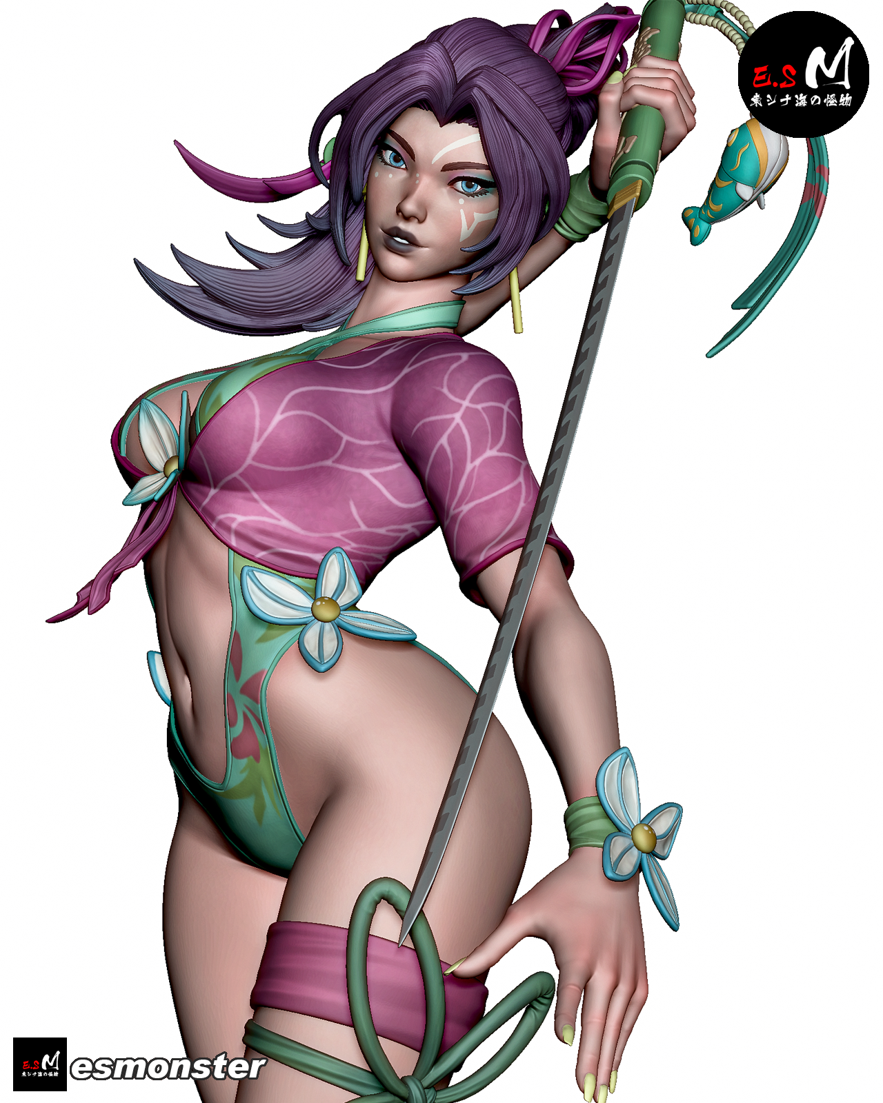 Psylocke (Summer) Pose 1 Statue 3D-Printed Kit