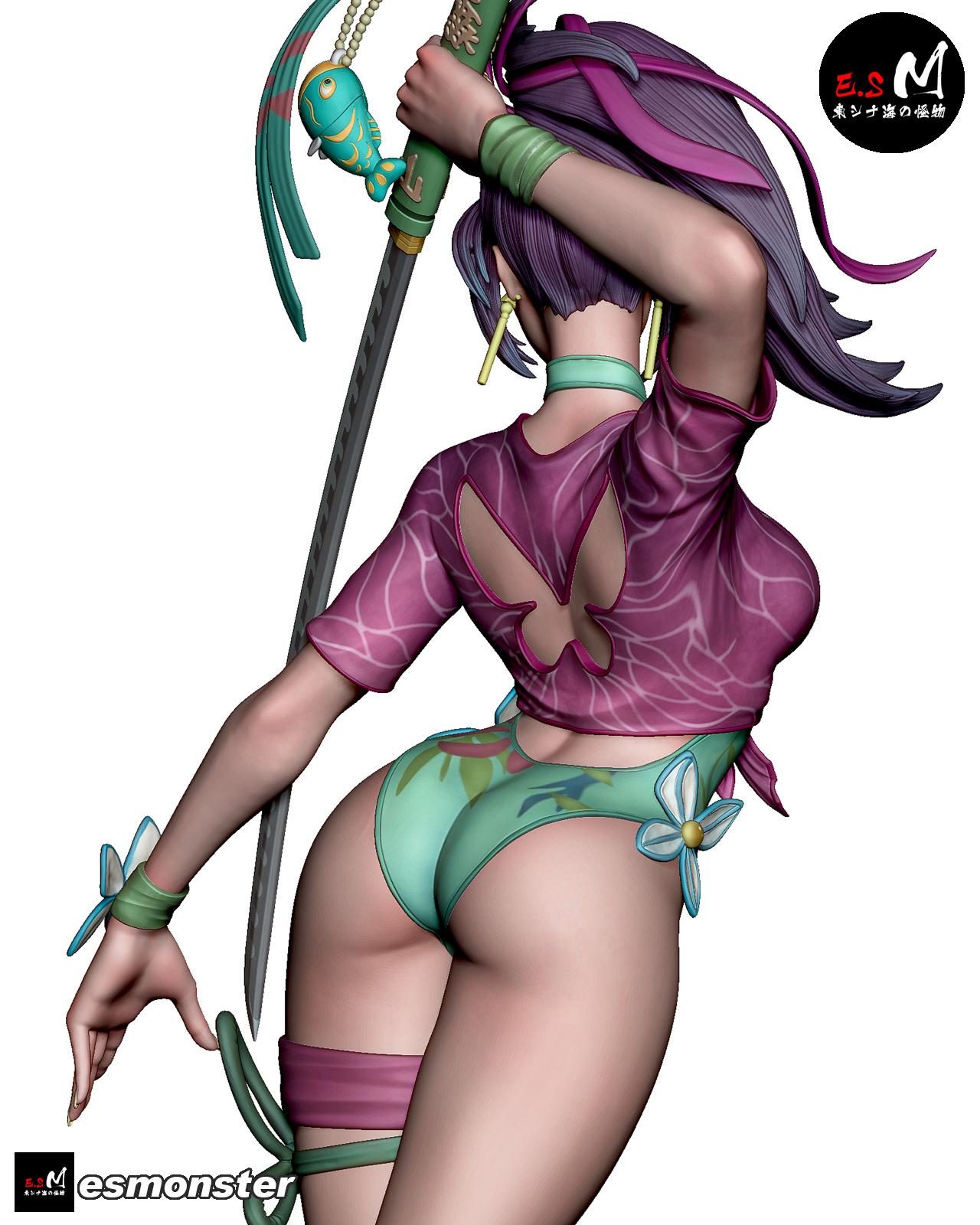 Psylocke (Summer) Pose 1 Statue 3D-Printed Kit