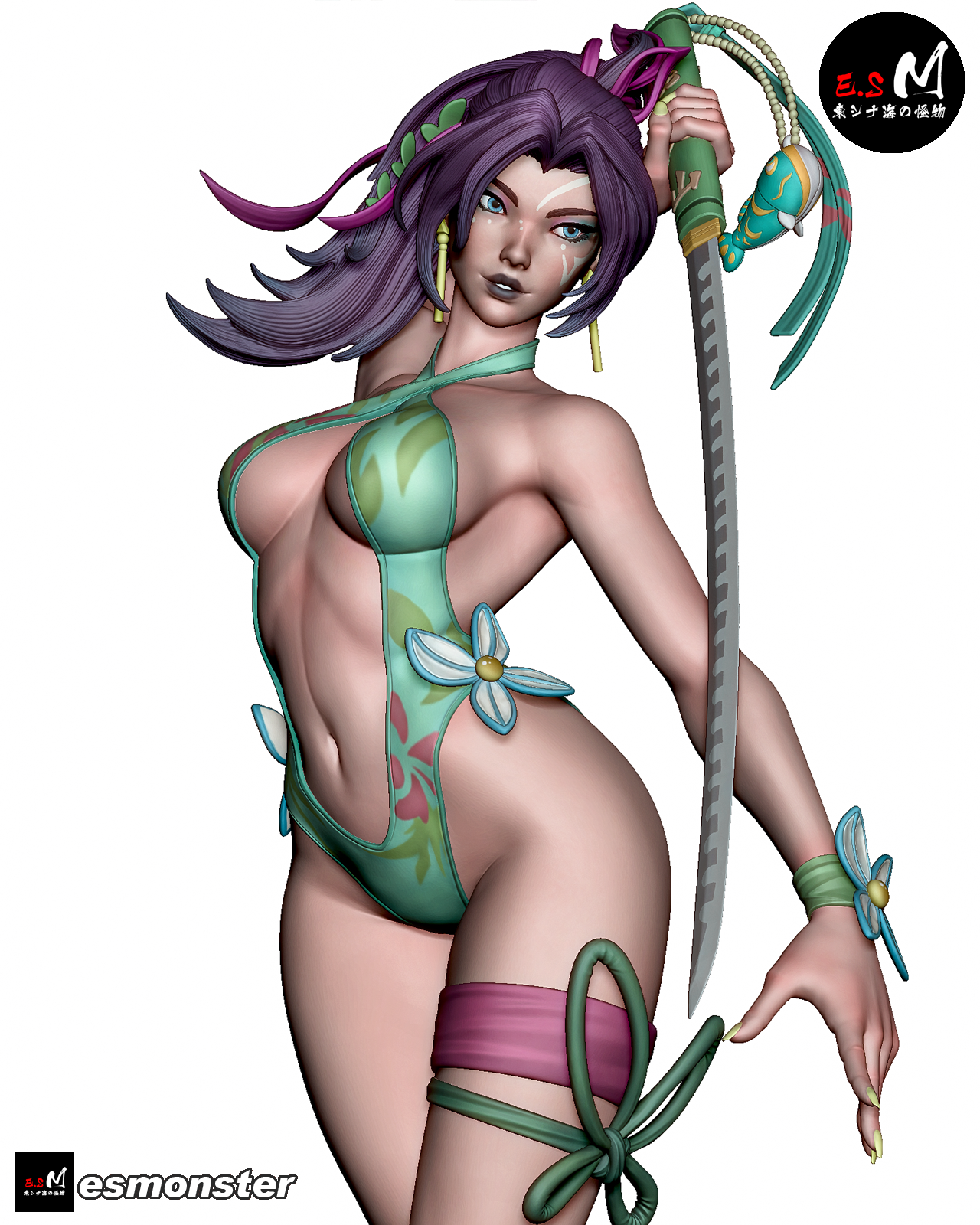 Psylocke (Summer) Pose 1 Statue 3D-Printed Kit