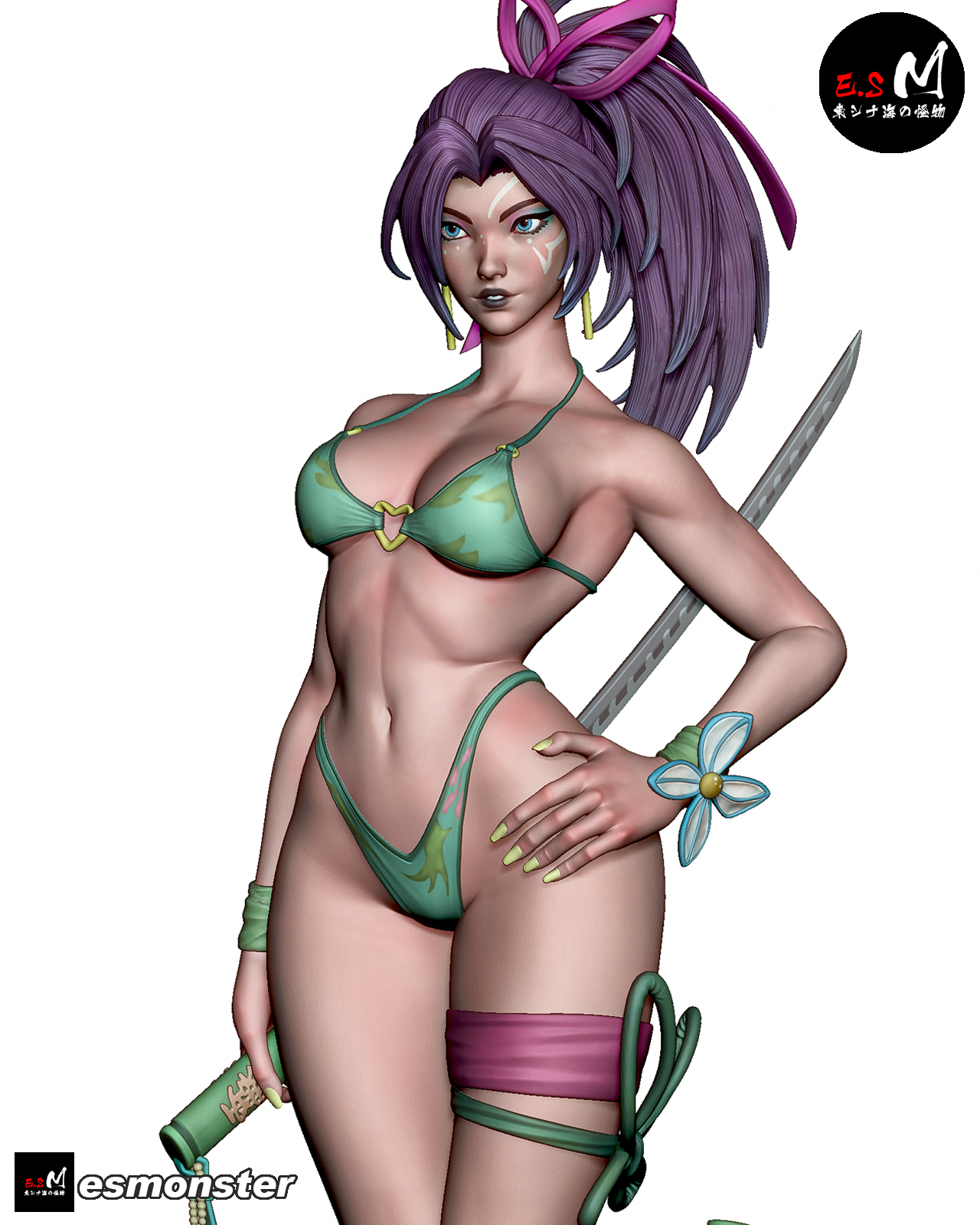 Psylocke (Summer) Pose 2 Statue 3D-Printed Kit