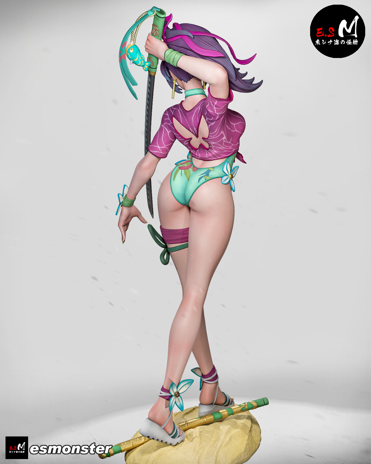 Psylocke (Summer) Pose 1 Statue 3D-Printed Kit