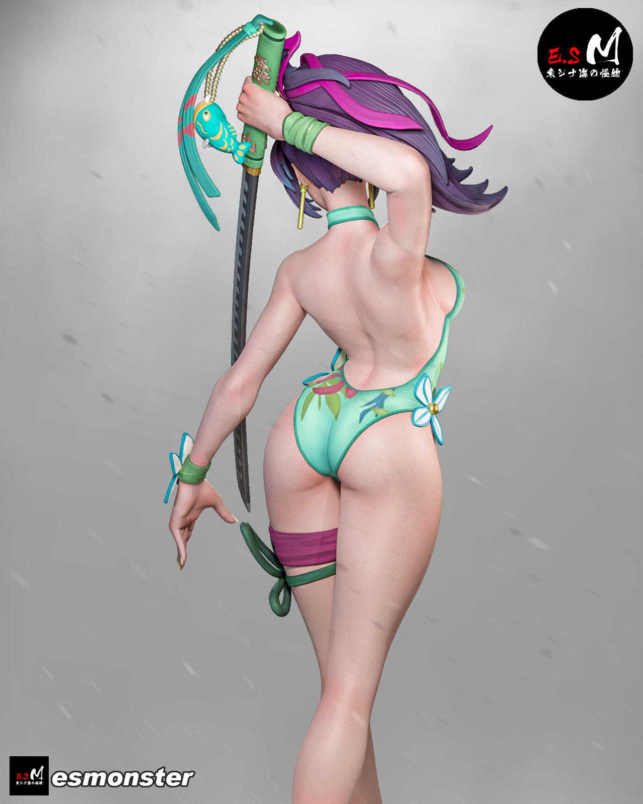 Psylocke (Summer) Pose 1 Statue 3D-Printed Kit