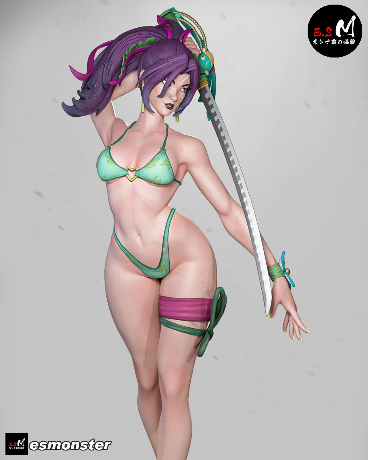 Psylocke (Summer) Pose 1 Statue 3D-Printed Kit