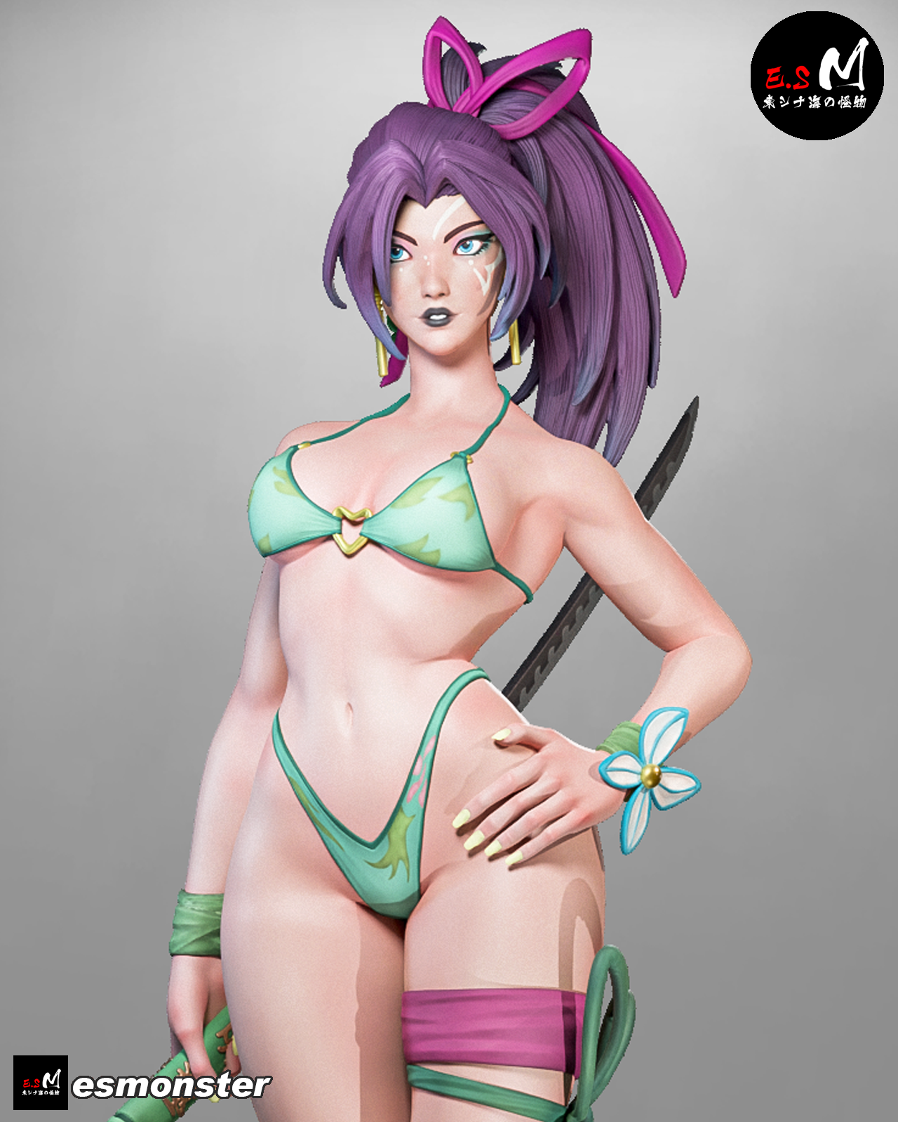 Psylocke (Summer) Pose 2 Statue 3D-Printed Kit
