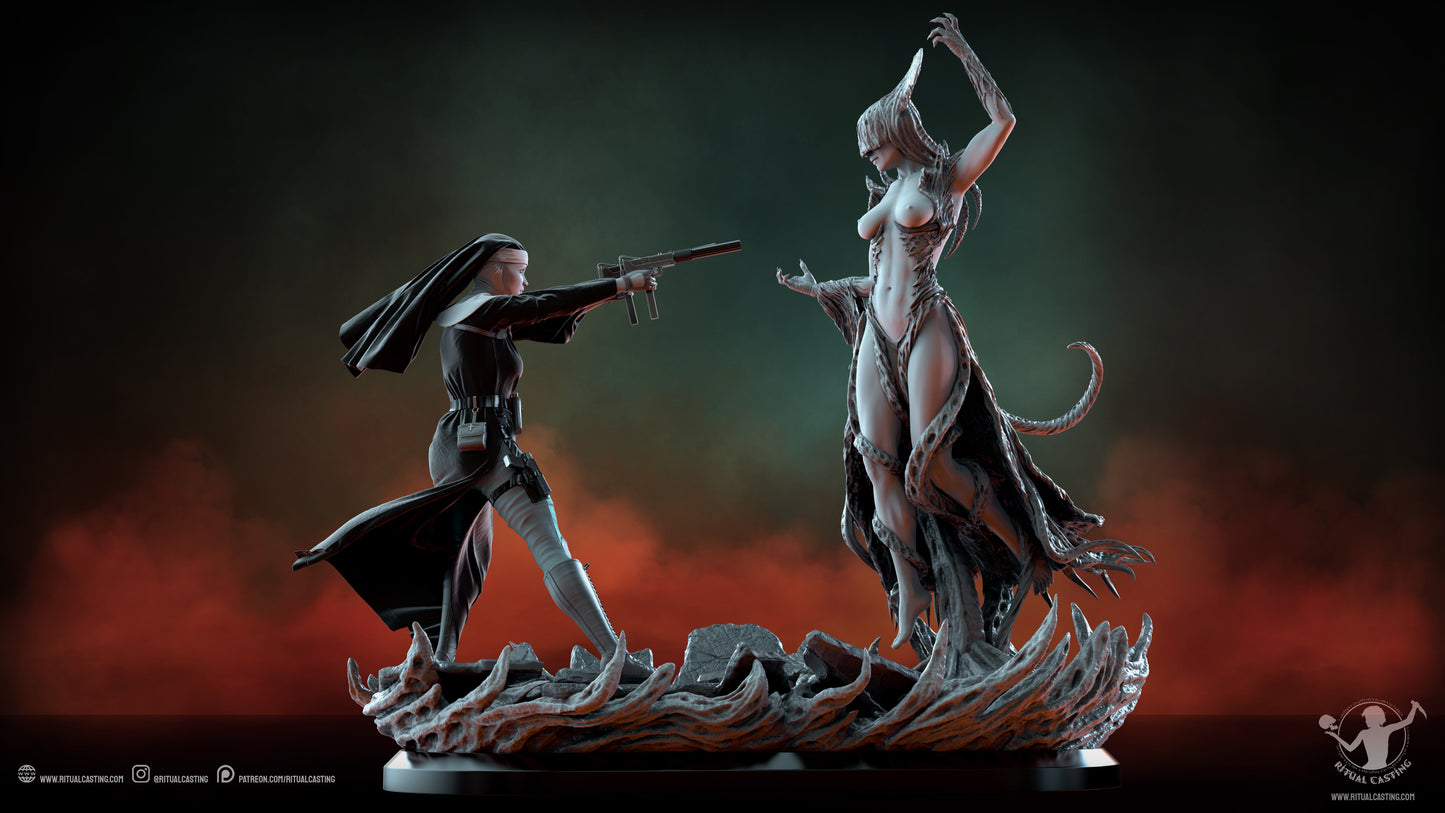 Sister Mary vs Lady Sin Statue