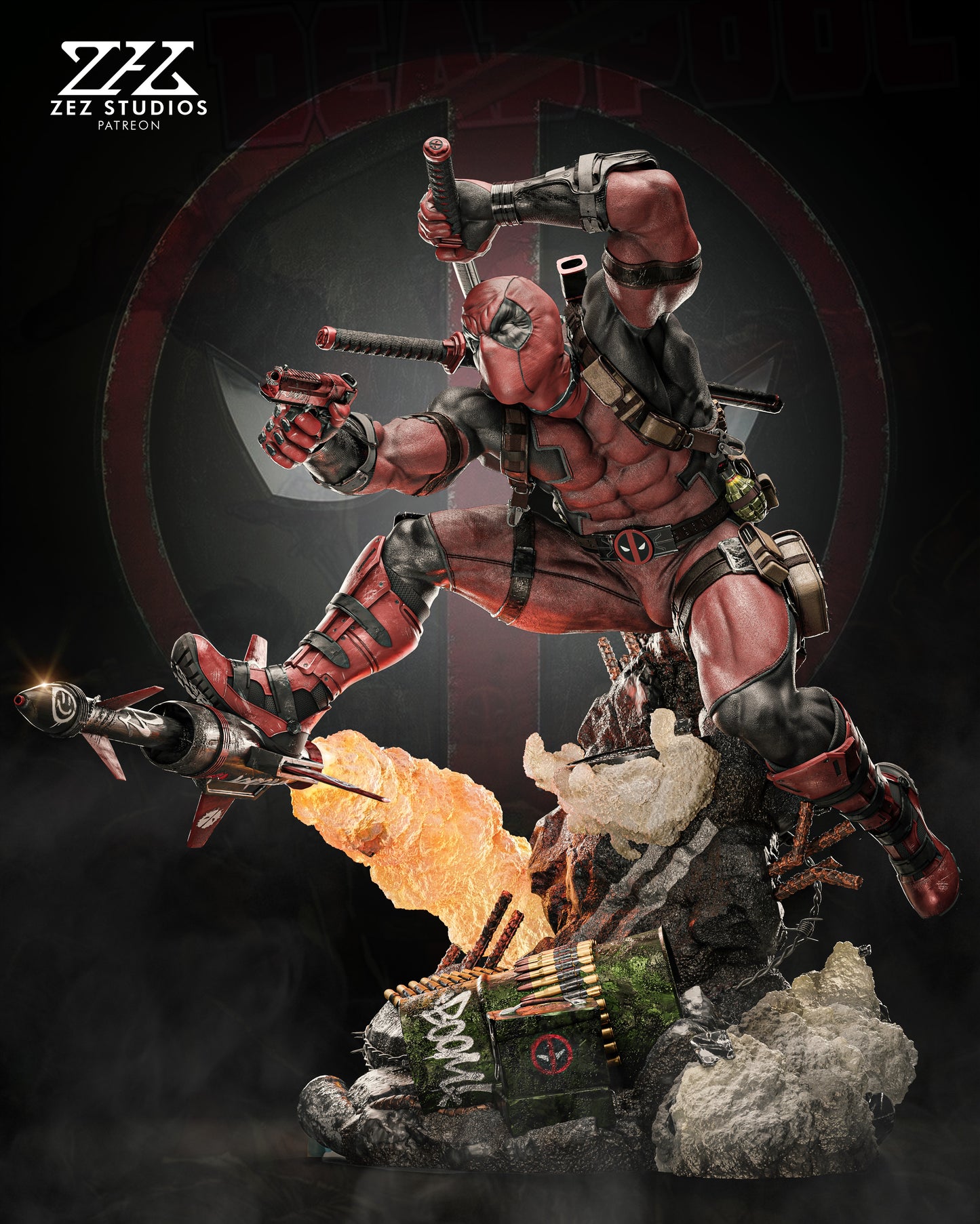 Deadpool Statue 3D-Printed Kit