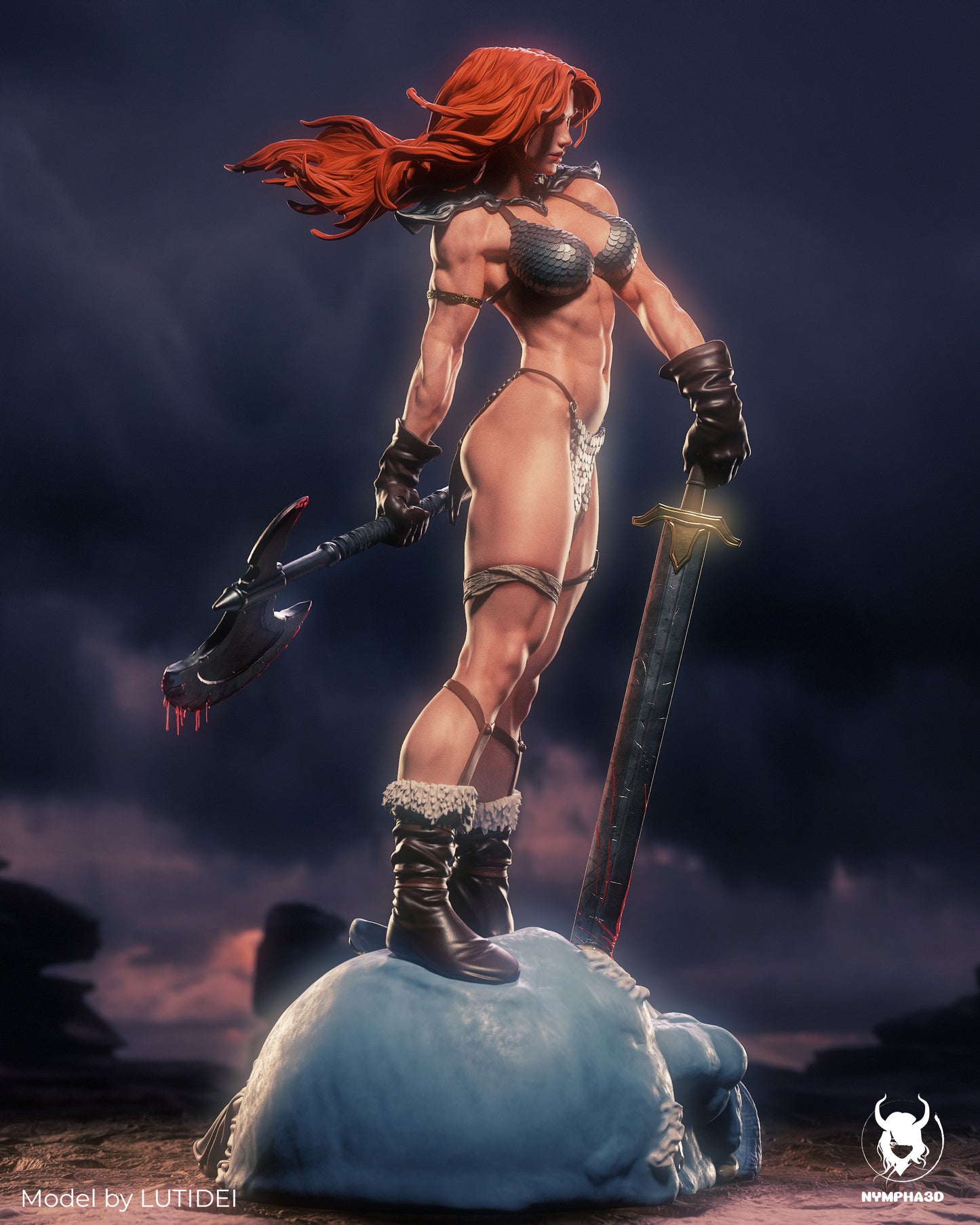 Red Sonja Statue 3D-Printed Kit