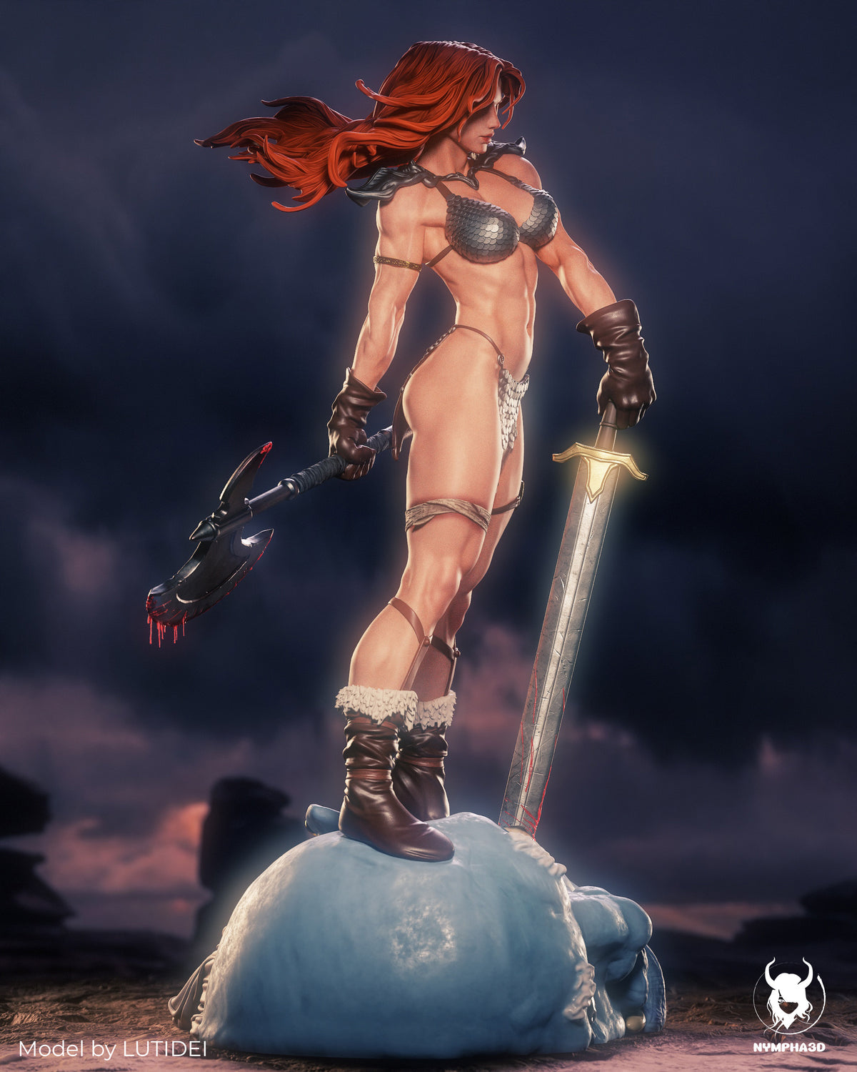 Red Sonja Statue 3D-Printed Kit