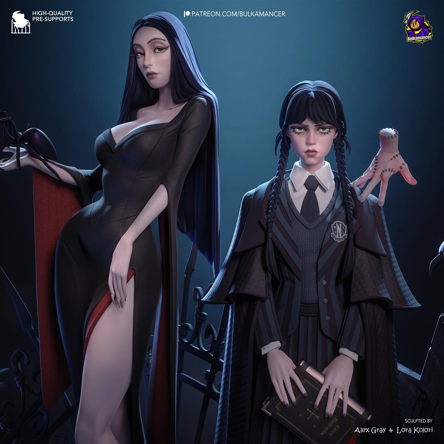 Gothic Duo (Morticia & Wednesday) Statue