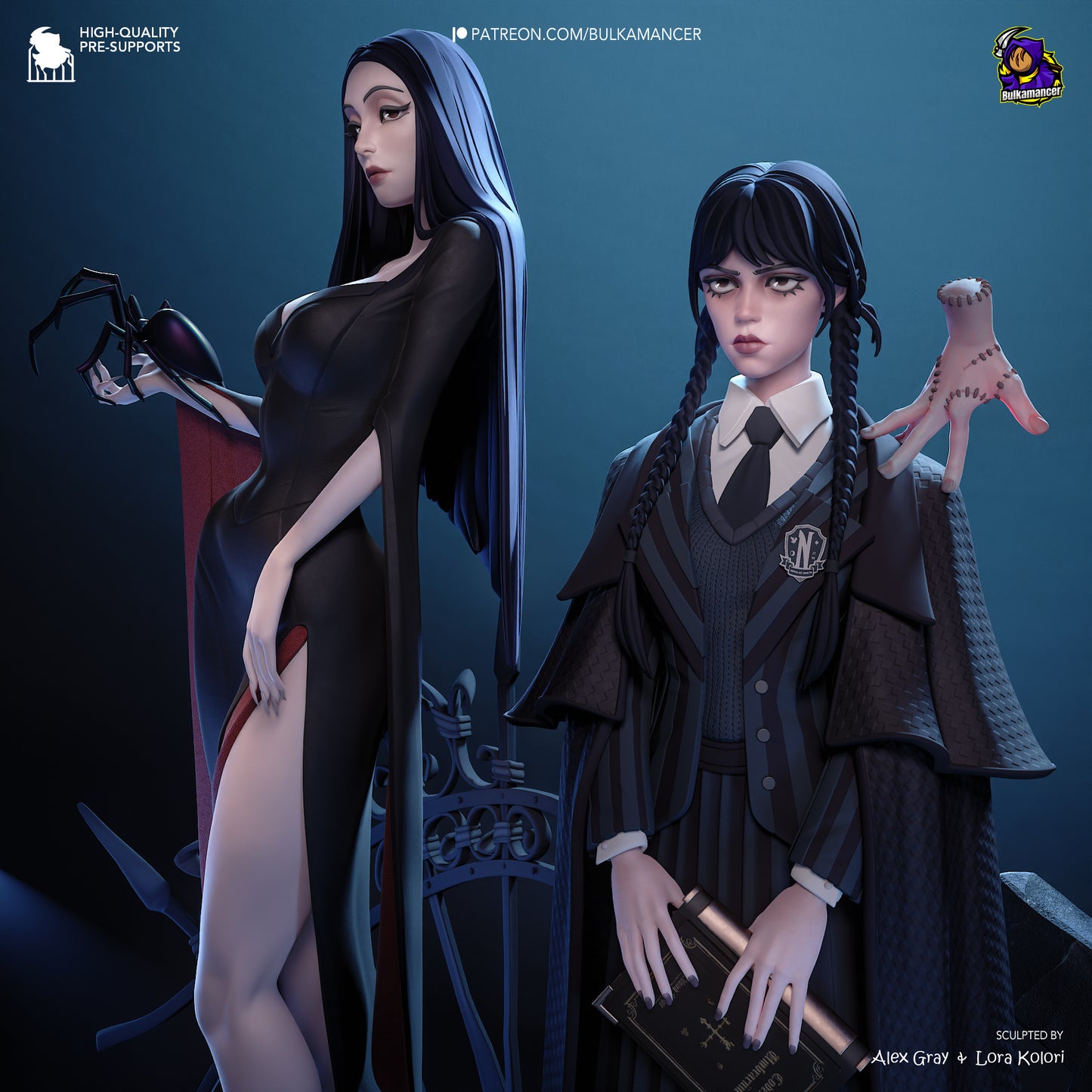 Gothic Duo (Morticia & Wednesday) Statue