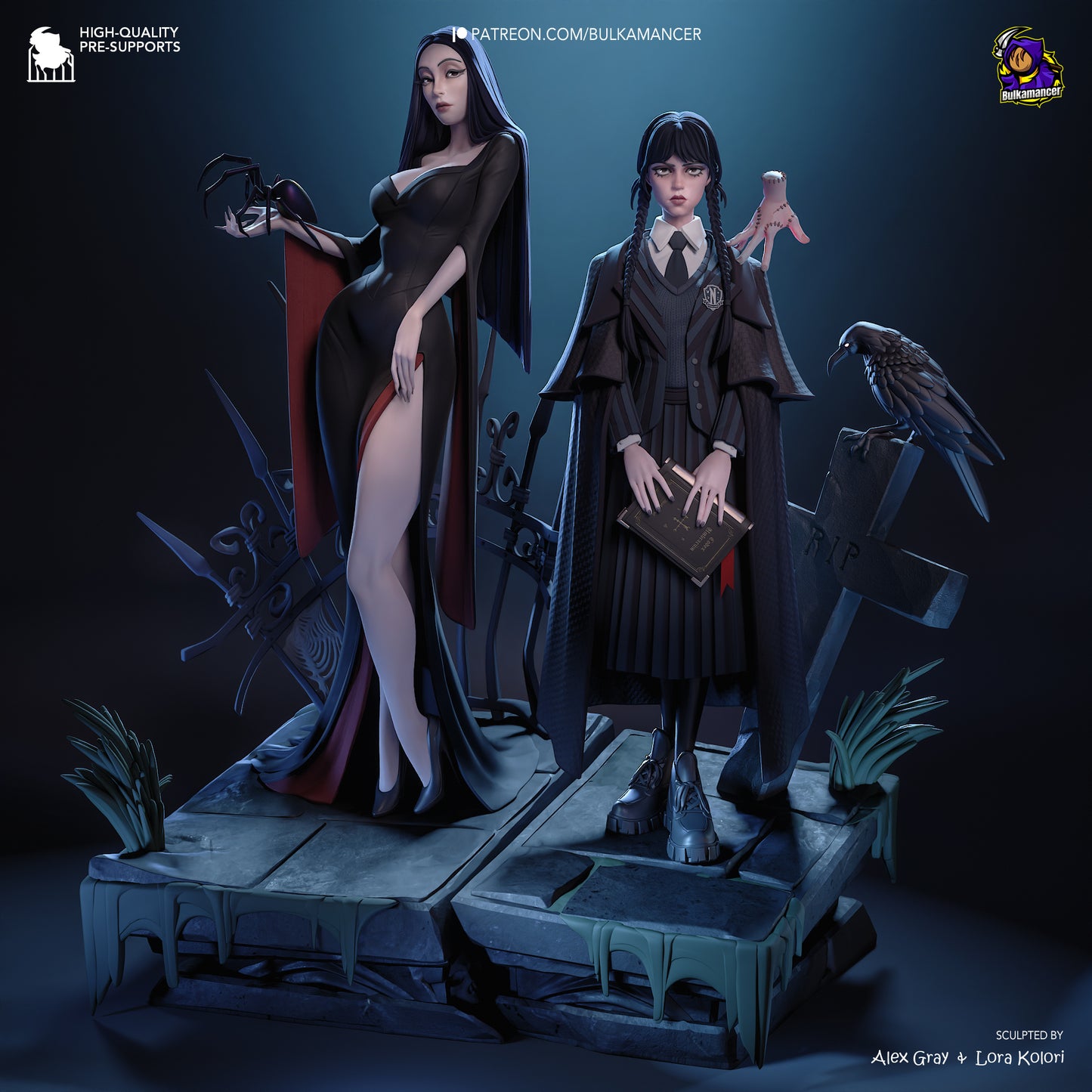 Gothic Duo (Morticia & Wednesday) Statue