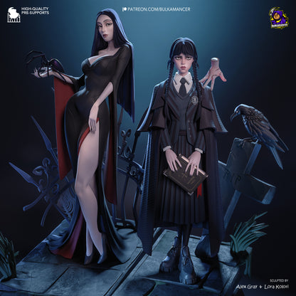 Gothic Duo (Morticia & Wednesday) Statue