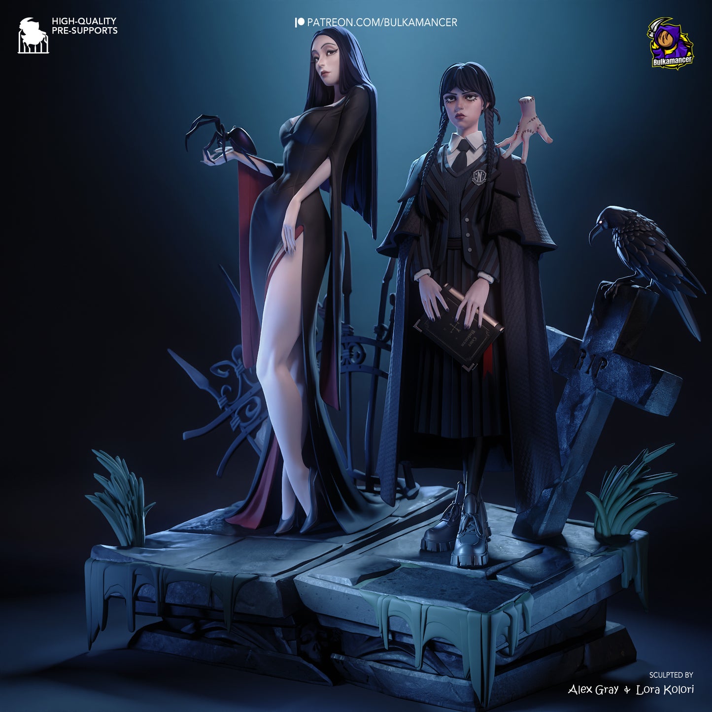Gothic Duo (Morticia & Wednesday) Statue