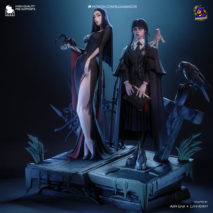 Gothic Duo (Morticia & Wednesday) Statue