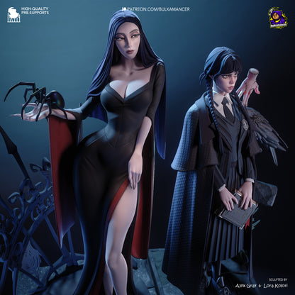 Gothic Duo (Morticia & Wednesday) Statue