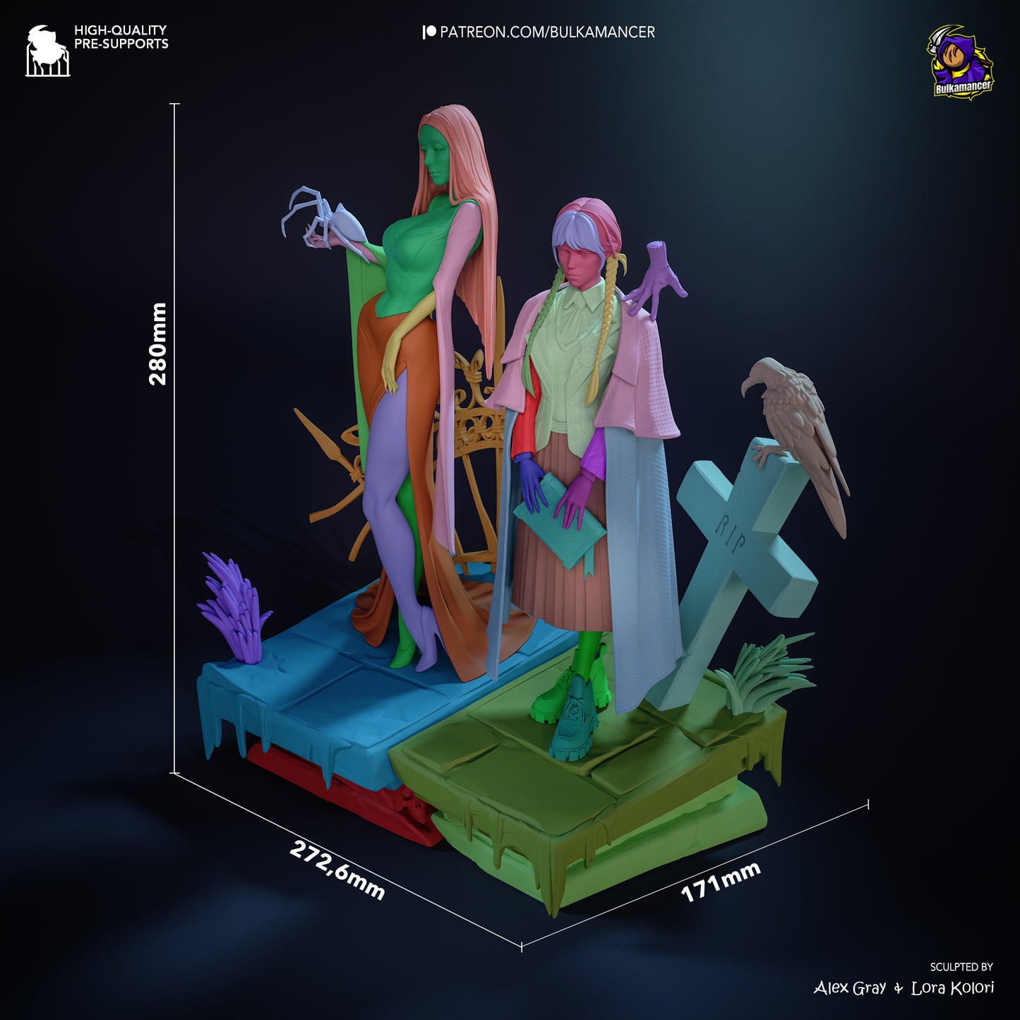 Gothic Duo (Morticia & Wednesday) Statue