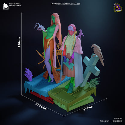 Gothic Duo (Morticia & Wednesday) Statue